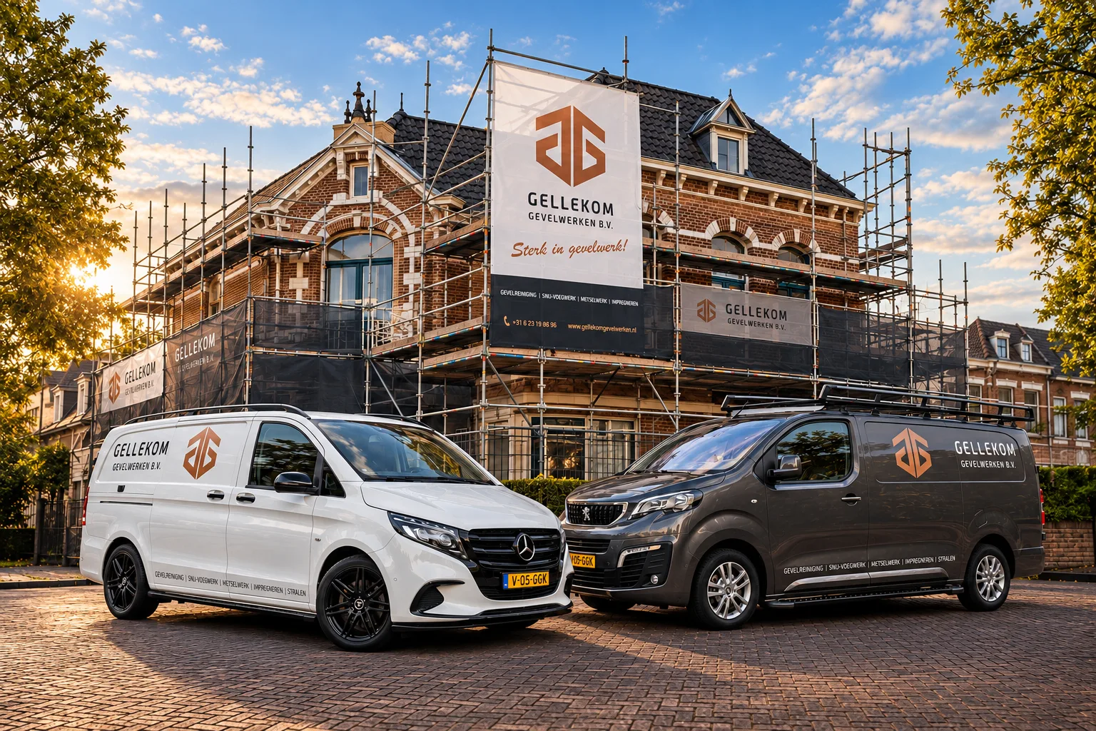 Gellekom aan het werk op de steiger